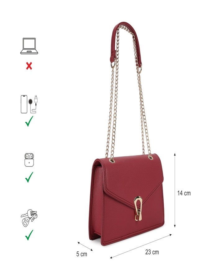 Fastrack Casual Sling Bag with Lock Closure for Girls, Medium Size with Internal Organiser, Handheld Design and Metal Chain Sling - Image 4